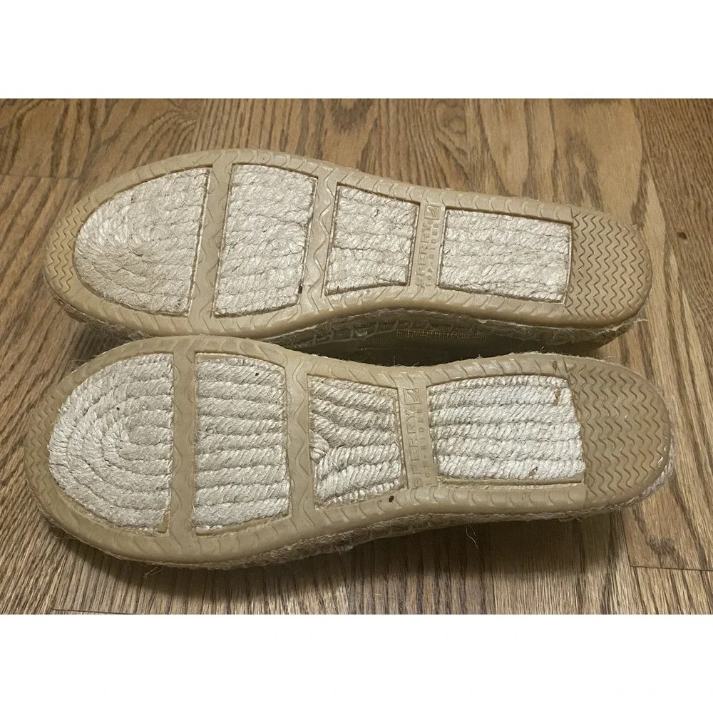 Sperry Top Sider Katama Linen Metal Canvas Womens Size 7.5 Gold